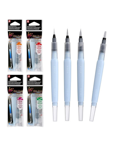 Pincel de Agua Sakura Koi - Acuarela - 9 ml - 4 Puntas Asortidas