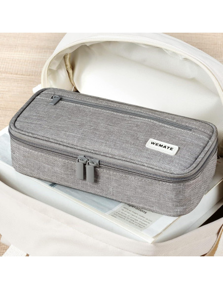 Estuche Grande WEMATE para Lápices 22.86x10.92cm Gris Claro Estuche Grande WEMATE para Lápices 22.86x10.92cm Gris Claro