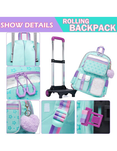 Mochila Rodante Meetbelify Verde para Niñas 10L con Ruedas