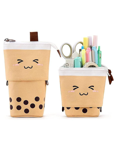 Estuche de Lápices KPX Kawaii Marrón Organizador 17.8x12.9 cm