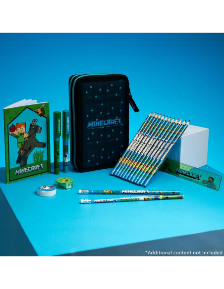 Estuche de Lápices Minecraft Azul/Negro con Papelería Estuche de Lápices Minecraft Azul/Negro con Papelería
