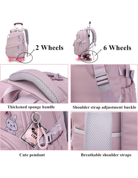 Mochila Rodante para Niñas Carro 2 Ruedas 44x29x18cm Mochila Rodante para Niñas Carro 2 Ruedas 44x29x18cm