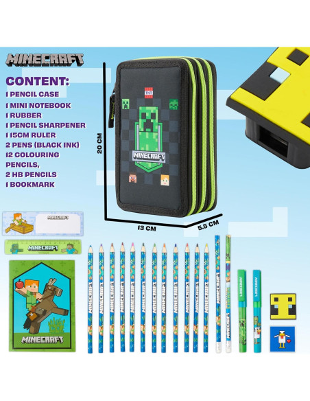 Estuche de Lápices Minecraft para Niños - Gran Capacidad Estuche de Lápices Minecraft para Niños - Gran Capacidad