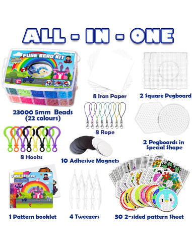 Kit de Perlas de Fusión FUNZBO 23000 Piezas 22 Colores