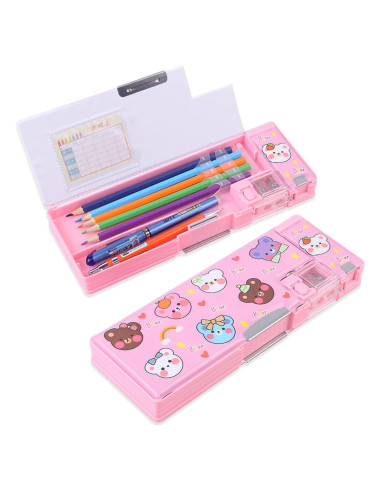 Estuche Organizador de Lápices LilyBeauty Oso Rosa 24x9cm