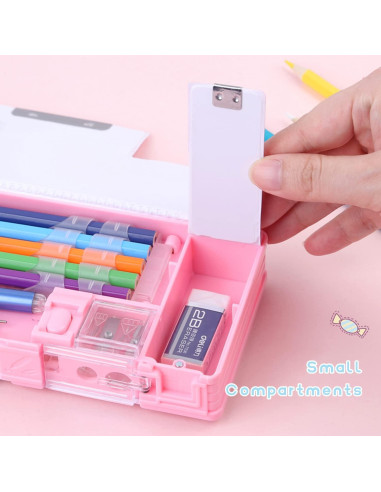 Estuche Organizador de Lápices LilyBeauty Oso Rosa 24x9cm