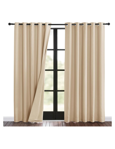 Cortinas Reductoras de Ruido NICETOWN 2 Piezas 160x210 cm Beige