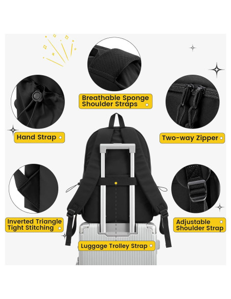 Mochila Grande Negra Impermeable 36x47x14 cm Unisex Mochila Grande Negra Impermeable 36x47x14 cm Unisex
