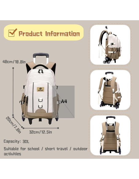 Mochila Rodante para Niños ZS001 Azul 30 Litros Mochila Rodante para Niños ZS001 Azul 30 Litros