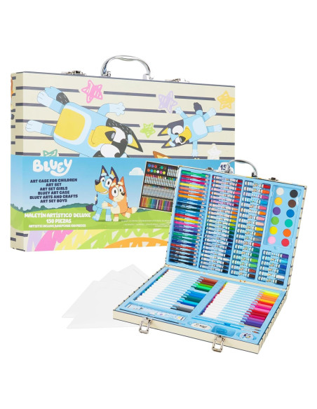 Kit de Dibujo Bluey 149 Piezas Estuche Azul para Niños Kit de Dibujo Bluey 149 Piezas Estuche Azul para Niños