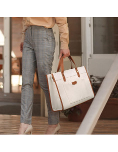Bolsa Tote para Laptop Missnine 15.6" Marrón Beige 2