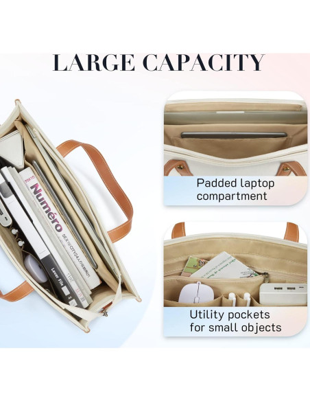 Bolsa Tote para Laptop Missnine 15.6" Marrón Beige Bolsa Tote para Laptop Missnine 15.6" Marrón Beige