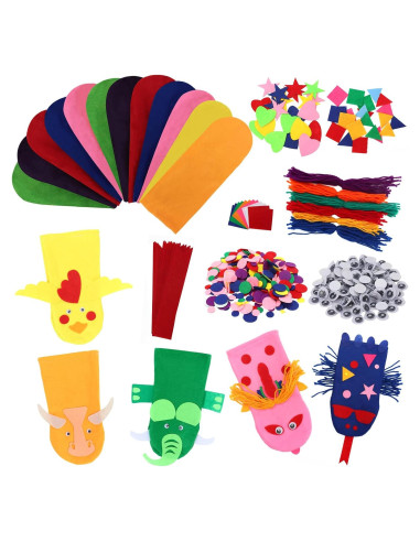 Kit de Marionetas de Mano Yaveron 12 Piezas DIY Fieltro