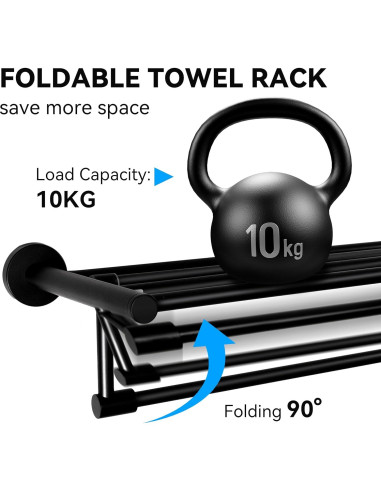 Soporte para Toallas SEIDO 60 cm Acero Inoxidable Negro