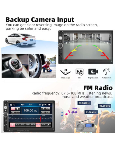 Estéreo de Coche UNITOPSCI Doble Din 7" Bluetooth MP5