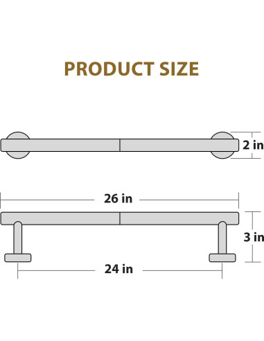 Barra de Toalla Luxbaro 66 cm Acero Inoxidable Negro Mate