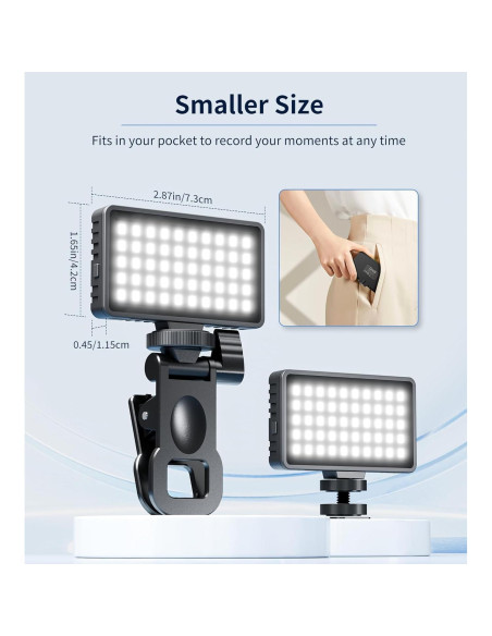 Luz de Selfie Recargable Zecti con Clip y Zapata de Metal Luz de Selfie Recargable Zecti con Clip y Zapata de Metal