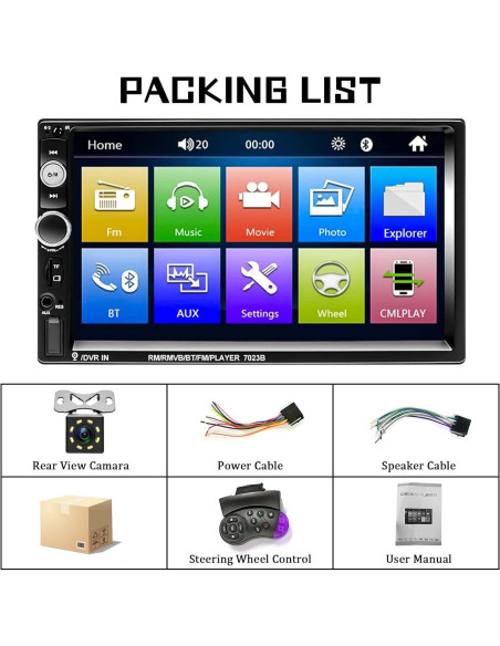 Estéreo de Coche Liehuzhekeji 2 Din 7" Bluetooth con Cámara Estéreo de Coche Liehuzhekeji 2 Din 7" Bluetooth con Cámara