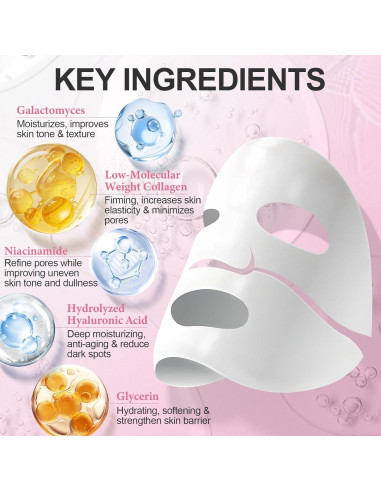 Mascarilla Facial ULLUXE de Colágeno Hidrogel Nocturna 4 Pzas