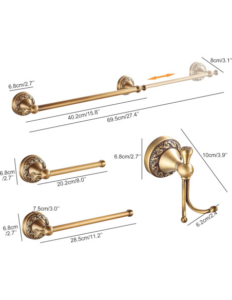Juego de Accesorios de Baño MOGFCT Bronce Antiguo 4 Piezas Juego de Accesorios de Baño MOGFCT Bronce Antiguo 4 Piezas