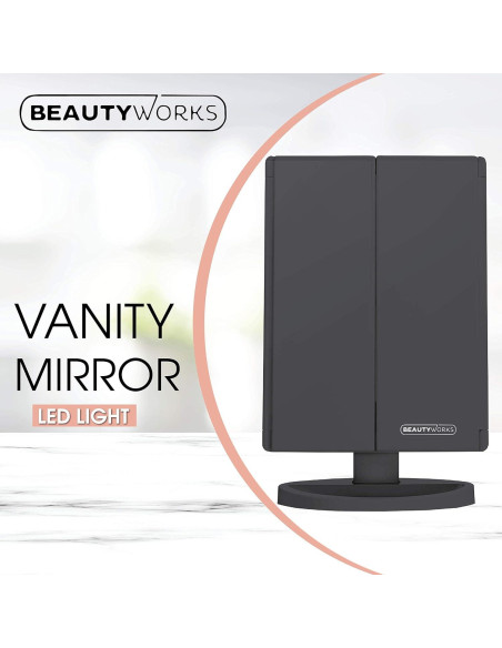 Espejo de Maquillaje LED BeautyWorks 36 Luces Plegable 3X