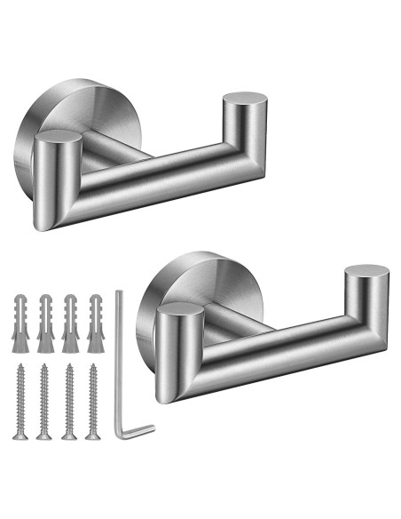 Ganchos Doble Kwanicas Acero Inoxidable Cepillado 2 Paquete Ganchos Doble Kwanicas Acero Inoxidable Cepillado 2 Paquete