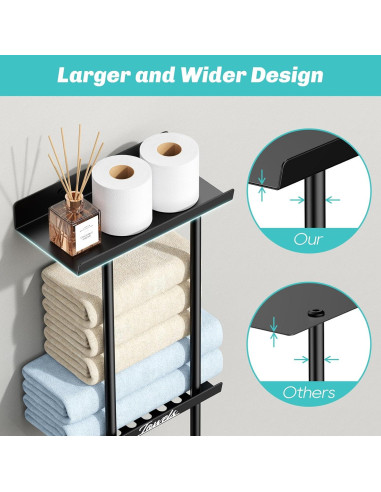 Soporte para Toallas Closefriend Negro 26x16 cm Montado en Pared