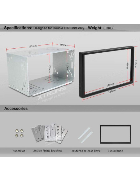 Soporte Estéreo Doble Din XTRONS 182x101 mm Universal Soporte Estéreo Doble Din XTRONS 182x101 mm Universal