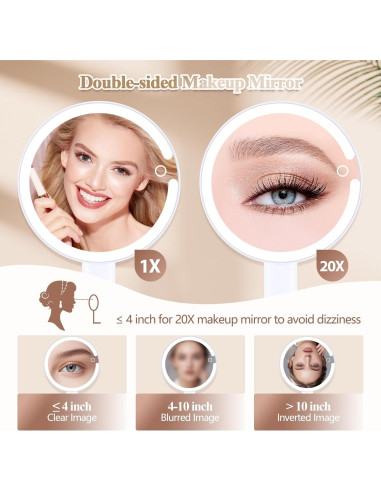 Espejo de Aumento 20X MOMOKUBA Iluminado Recargable