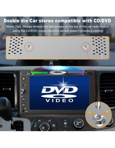 Estéreo de coche Double Din 7" con Carplay y Bluetooth