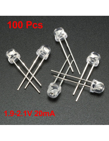 100 Diodos LED Amarillos 5mm uxcell para Electrónica