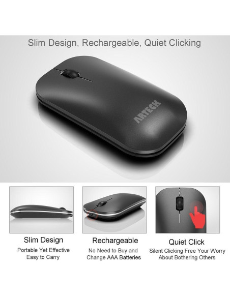 Combo Teclado y Ratón Bluetooth Arteck Ergonómico Slim Combo Teclado y Ratón Bluetooth Arteck Ergonómico Slim