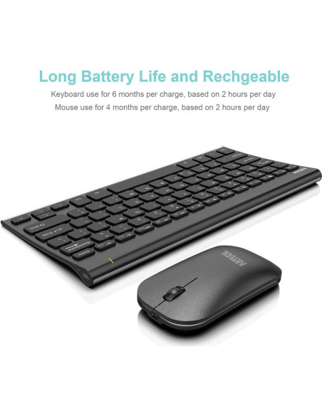 Combo Teclado y Ratón Bluetooth Arteck Ergonómico Slim Combo Teclado y Ratón Bluetooth Arteck Ergonómico Slim