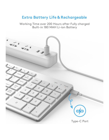Teclado Bluetooth Inalámbrico Kezhirui para Mac OS QWERTY