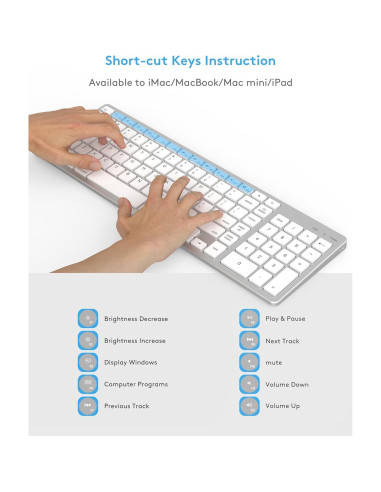 Teclado Bluetooth Inalámbrico Kezhirui para Mac OS QWERTY