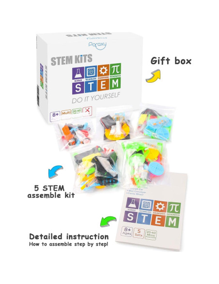 Kits de Ciencia STEM Poraxy 5 Proyectos para Niños 8-12 Años Kits de Ciencia STEM Poraxy 5 Proyectos para Niños 8-12 Años