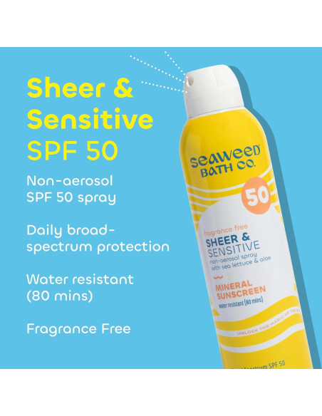 Spray Solar Mineral Sheer SPF 50 Seaweed Bath Co. 170ml Spray Solar Mineral Sheer SPF 50 Seaweed Bath Co. 170ml