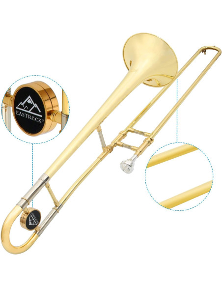 Trompeta Tenor Bb EastRock Latón Dorado para Estudiantes Trompeta Tenor Bb EastRock Latón Dorado para Estudiantes