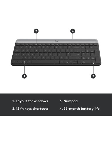 Combo Inalámbrico Teclado y Ratón Logitech MK470 Grafito