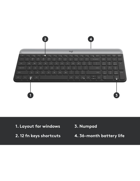 Combo Inalámbrico Teclado y Ratón Logitech MK470 Grafito Combo Inalámbrico Teclado y Ratón Logitech MK470 Grafito