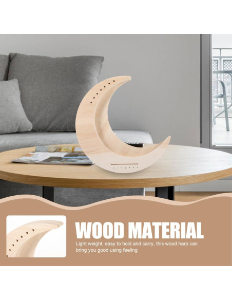 Arpa de Lira Vaguelly de Madera 7 Cuerdas DIY Forma Luna Arpa de Lira Vaguelly de Madera 7 Cuerdas DIY Forma Luna