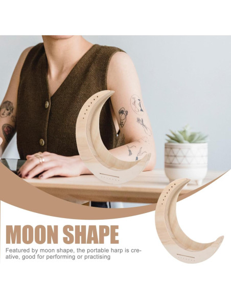 Arpa de Lira Vaguelly de Madera 7 Cuerdas DIY Forma Luna Arpa de Lira Vaguelly de Madera 7 Cuerdas DIY Forma Luna