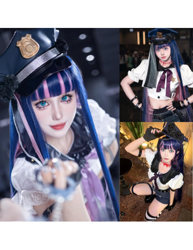 Peluca ANOGOL Azul Rosa 105cm Larga Recta para Cosplay