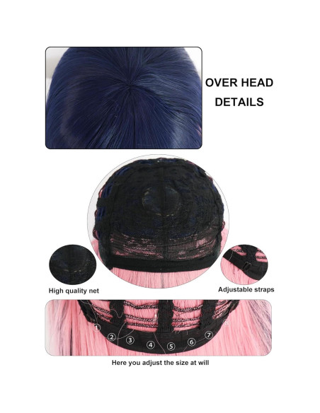 Peluca ANOGOL Azul Rosa 105cm Larga Recta para Cosplay Peluca ANOGOL Azul Rosa 105cm Larga Recta para Cosplay