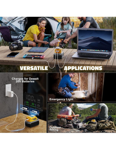 Adaptador de Batería USB 100W LIVOWALNY para Dewalt 20V