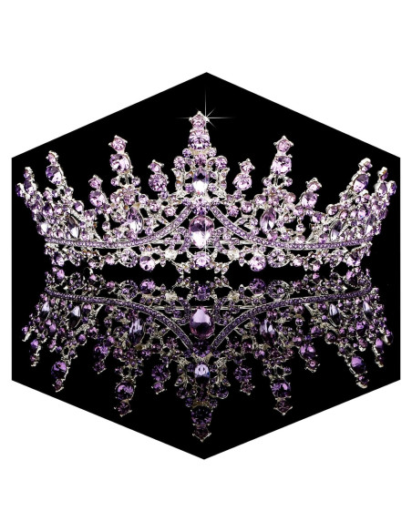 Tiara de Cristal Púrpura TOBATOBA para Novia y Quinceañera Tiara de Cristal Púrpura TOBATOBA para Novia y Quinceañera