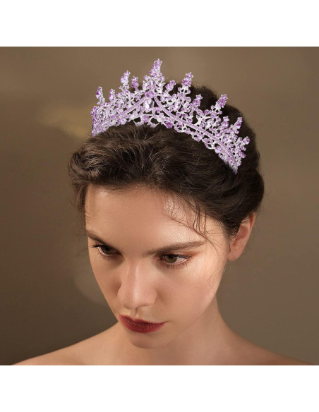 Tiara de Cristal Púrpura TOBATOBA para Novia y Quinceañera Tiara de Cristal Púrpura TOBATOBA para Novia y Quinceañera