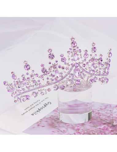 Tiara de Cristal Púrpura TOBATOBA para Novia y Quinceañera
