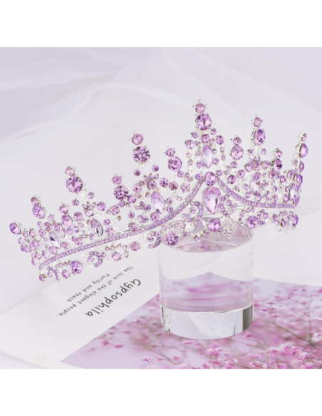 Tiara de Cristal Púrpura TOBATOBA para Novia y Quinceañera Tiara de Cristal Púrpura TOBATOBA para Novia y Quinceañera