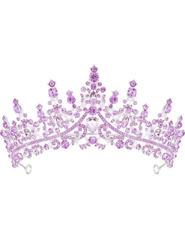 Tiara de Cristal Púrpura TOBATOBA para Novia y Quinceañera